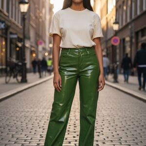 Meshki Green straight leg High-Waisted Pants